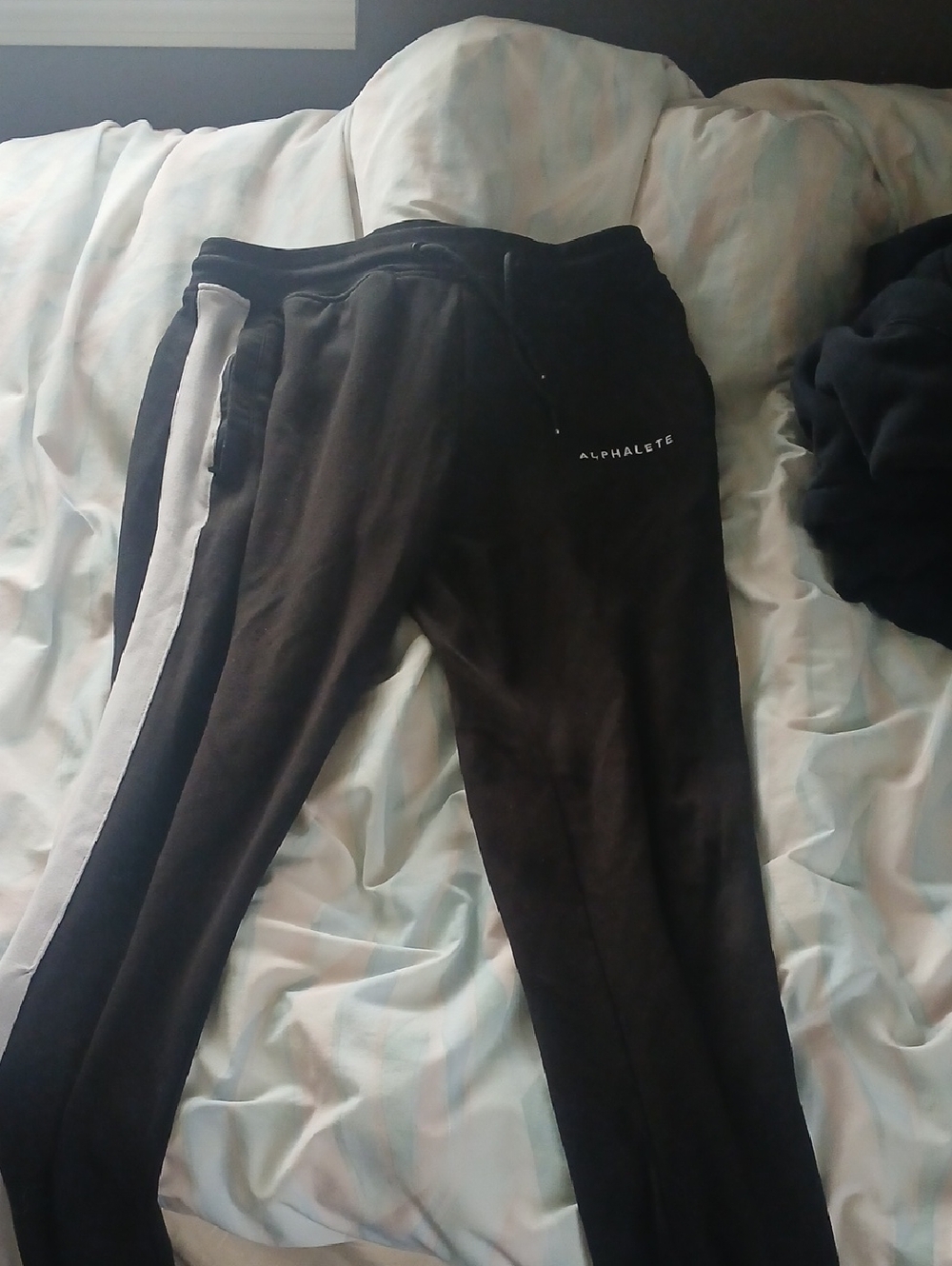 Alphalete Black Joggers with White Side Stripe